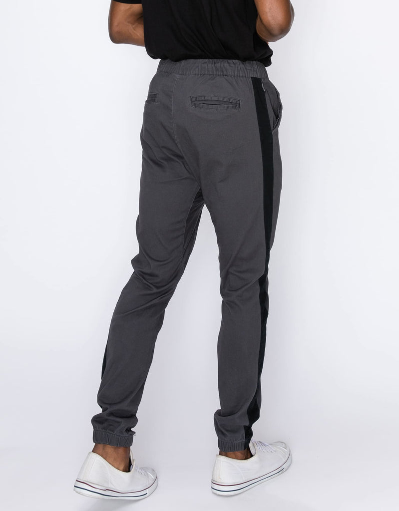 Mens Elan twill joggers in Charcoal back pockets