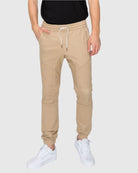 Mens drawstring closure colorblind stripe slang twill joggers in Khaki