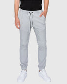 Mens drawstring closure colorblind stripe slang twill joggers in Light Gray