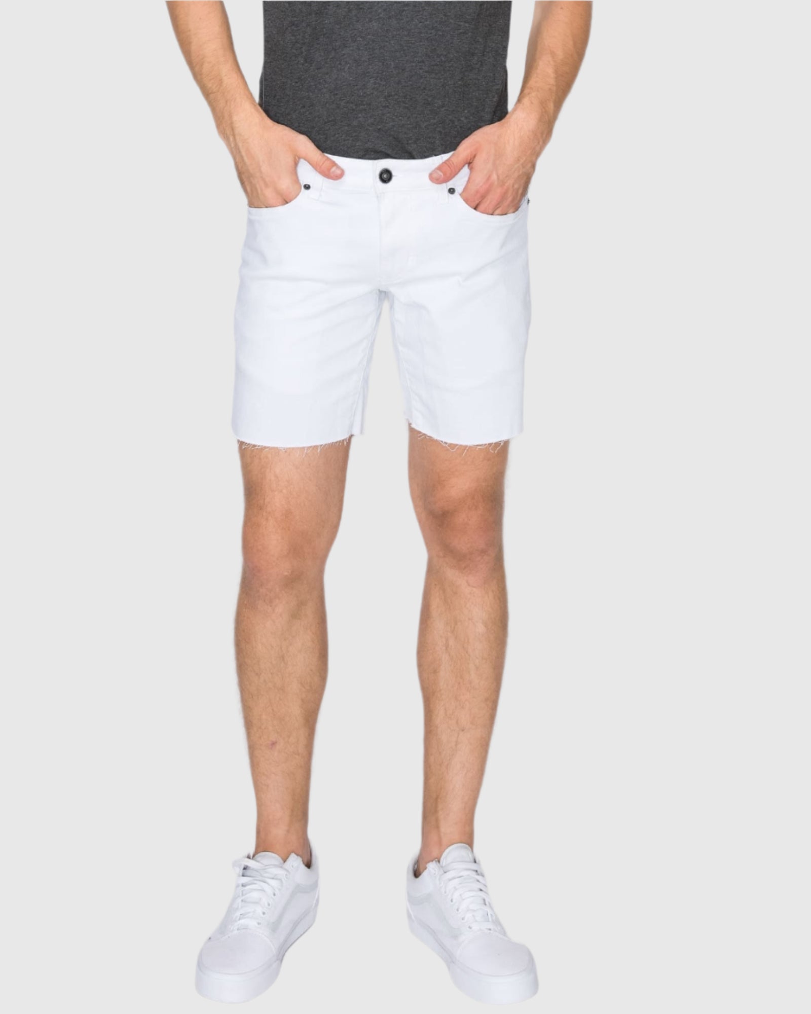 Mens wayne 5 pocket denim shorts in White