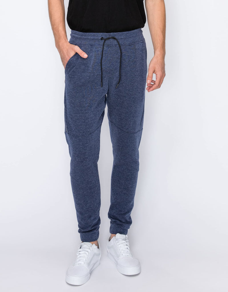 Mens first team drawstring double knit heat seal joggers in Navy Heather