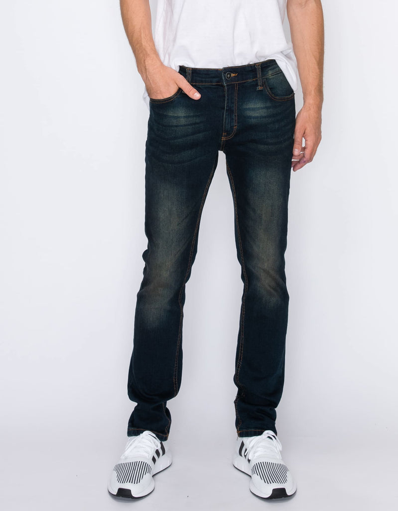 Mens edge button closure slim jeans in Rust