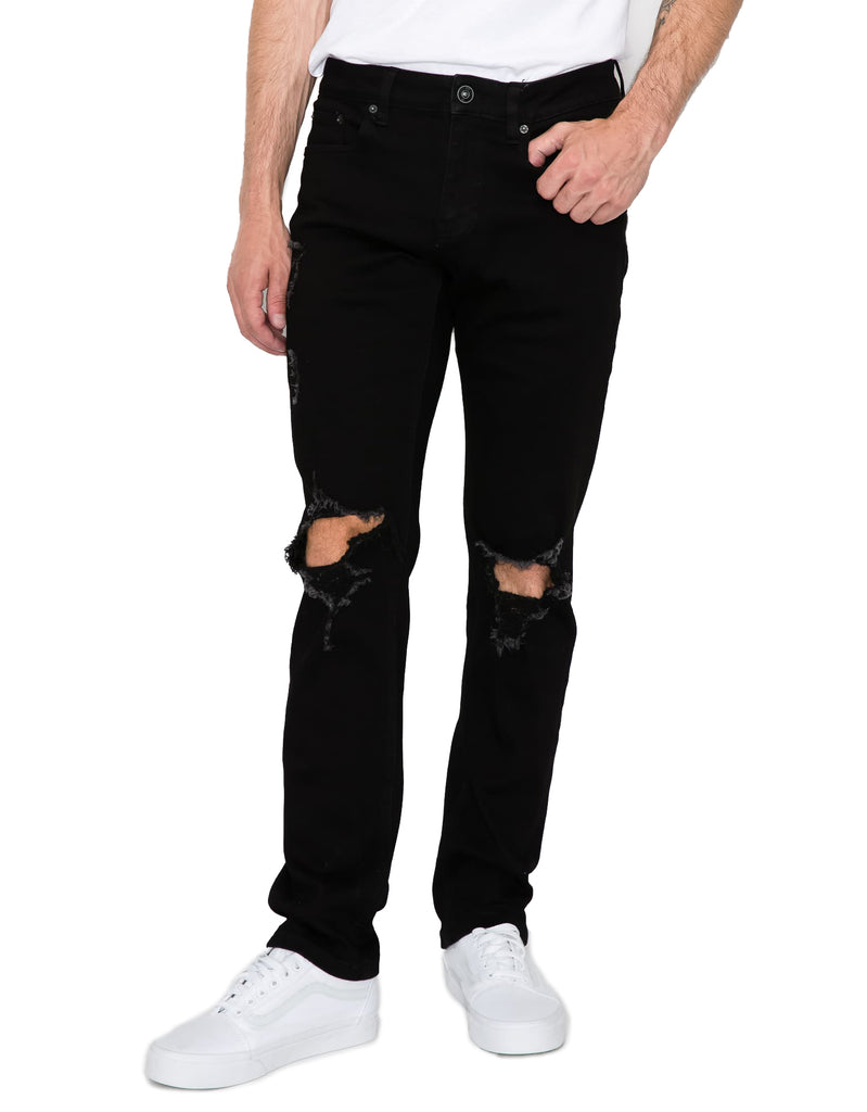 Mens claw five pockets ripped skinny fit jeans in Black Paradise