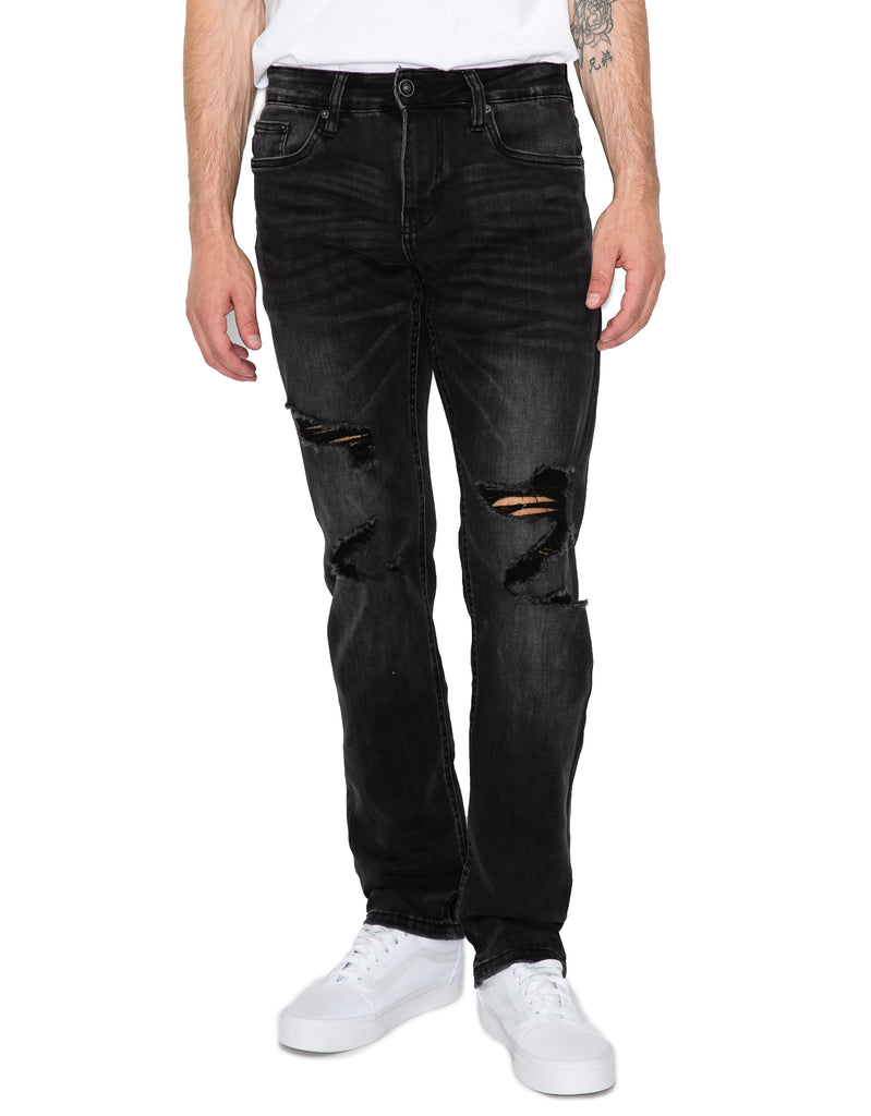 Mens claw five pockets ripped skinny fit jeans in Carbon