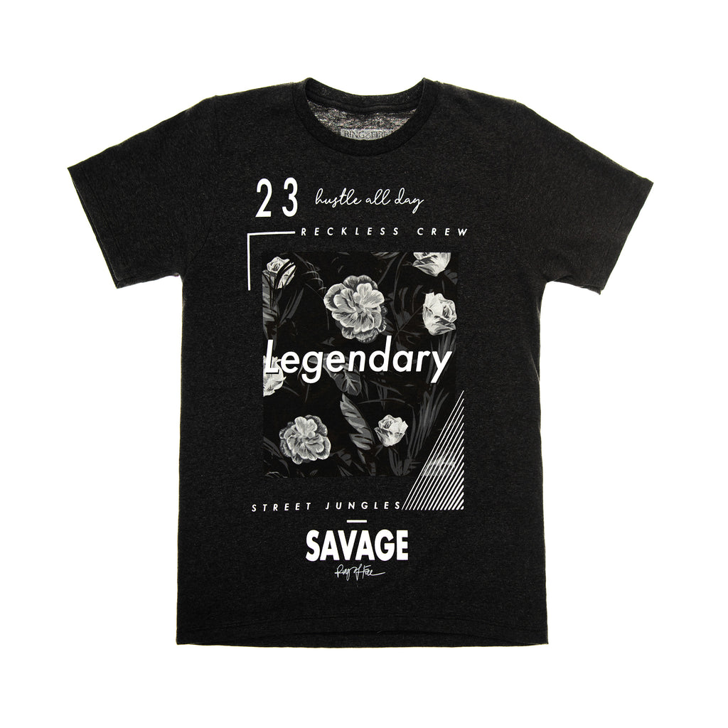Boy's Legendary Flowers Graphic Tee in Pepper color flat lay